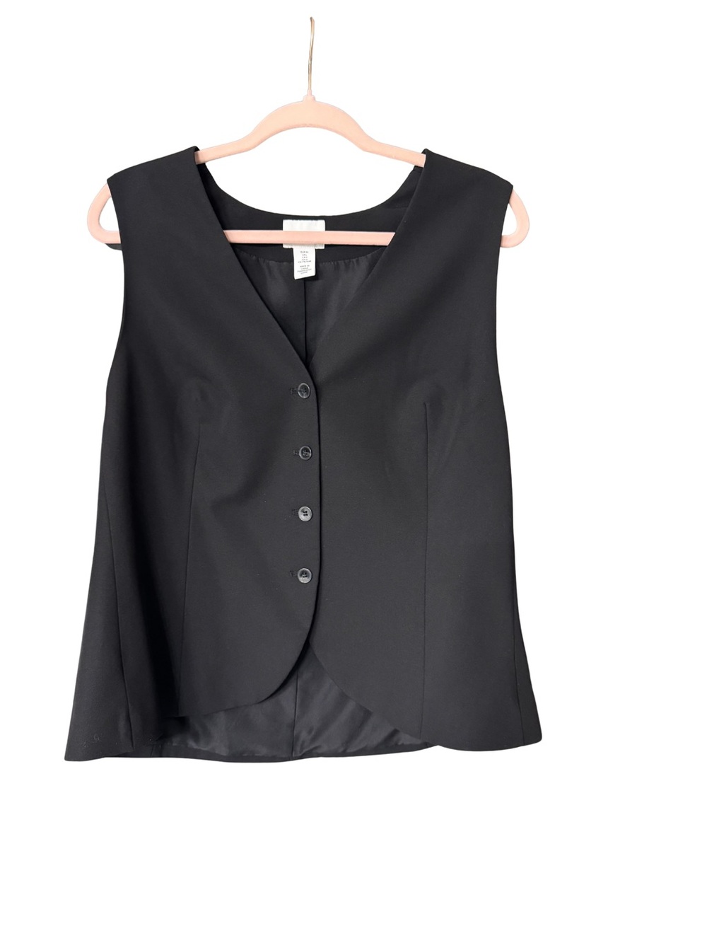 H&M Black Sleeveless Button-Front Vest Top
